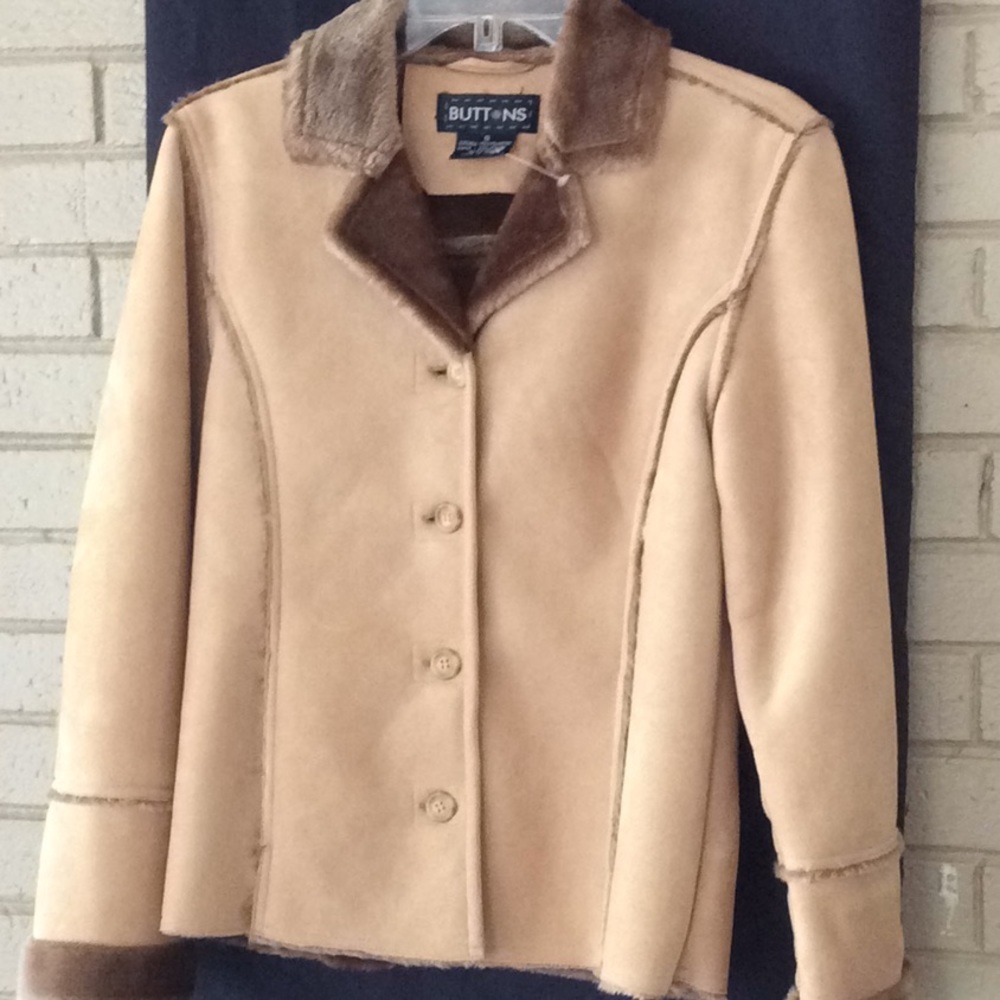 Buttons faux suede fully lined Jacket